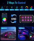 RGB Eight Gang Switch Panel For 12 24V Automotive Systems with Bluetooth app control and multifunction display interface.