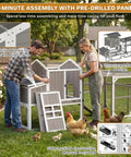 Couple assembling a Spacious Backyard Chicken Coop With Walk-In Run And Wheels For 3 To 6 Hens, 95.3 Inch Wooden Hen House