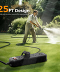 Outdoor Power Strip Weatherproof Rugged 25 Ft Extension Cord With 4 Outlets 1250W Waterproof Surge Protector shown on lawn