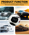 Hella Tough Universal Fit Electric Vehicle Charging Port Cover With Lock Tight Magnetic Grip in black over EV socket.