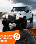 Rimwig Heavy Duty Winch Cover With Waterproof Pvc Coating Fits Warn Badlands 12000 Lb To 17500 Lb Electric Offroad Recovery Gear in rainy conditions.