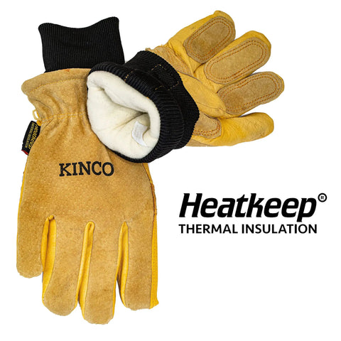 Lined Heavy Duty Premium Grain And Suede Pigskin Driver Gloves With Knit Wrist Medium Size 901 M Reinforcement Patches
