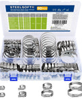 Non Slip Hose Clamp Kit 5/16 To 2 3/8 Inches 90 Piece Heavy Duty SAE J1508 Standard Clamps displayed in open plastic box