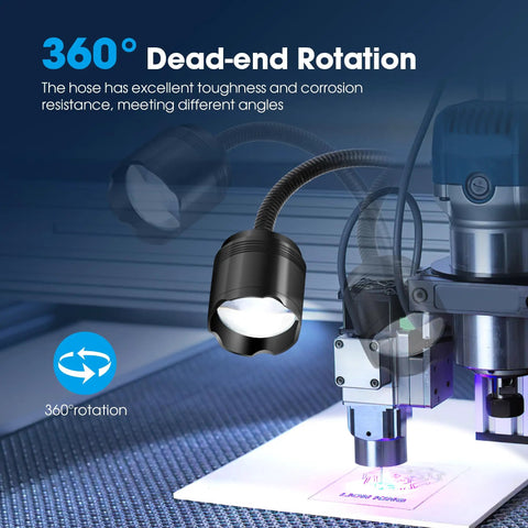 1200 Lumen Magnetic Work Light with Extendable 16 Inch Gooseneck and Strong Magnetic Base installed on machine, side view
