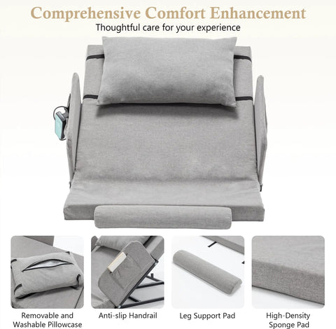 Electric Adjustable Bed Backrest With Easy To Use Remote 4 To 68 Degree Lift, fabric and metal frame, removable pillowcase