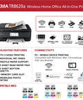 PIXMA TR8620a All In One Printer For Home Office With Copy, Scan, Fax, Auto Document Feeder, Wireless, Black