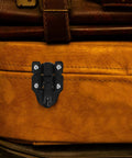 Retro Metal Toggle Hasp Latch Set With Lock Hole 6 Pack For Wooden And Metal Boxes on leather suitcase close-up