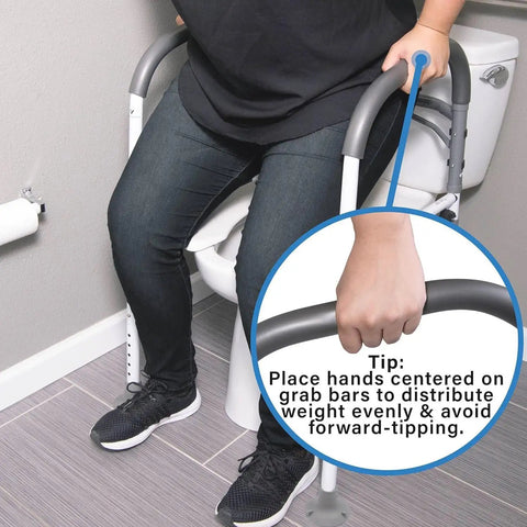 Deluxe Adjustable And Foldable Toilet Safety Frame With Handrail Grab Bar For Seniors supporting person sitting-to-standing