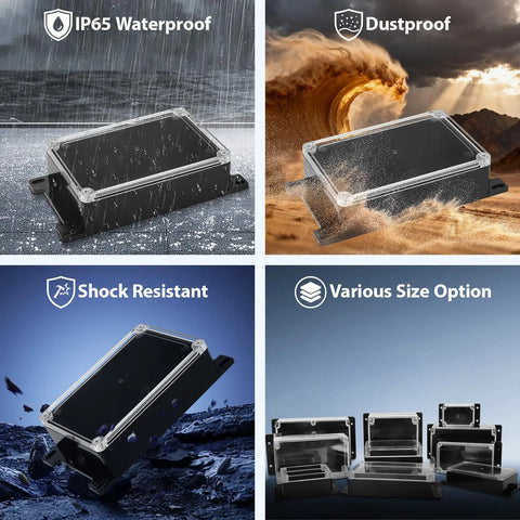 IP65 Waterproof ABS Plastic Electrical Junction Box With Clear Cover Enclosure in various environments and sizes