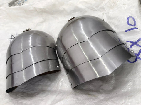 Authentic Medieval Pauldron Spaulder Armor Set For Adults Real Deal Wearable Plate Shoulder Guards With Adjustable Straps SCA LARP Ready Cosplay Gear In Silver Finish Handcrafted Carbon Steel Look