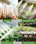 98 Feet Of 1/4 Inch Quick Connect Drip Irrigation Kit With 16 Adjustable Spray Nozzles watering garden, vegetable plot, greenhouse, potted plants