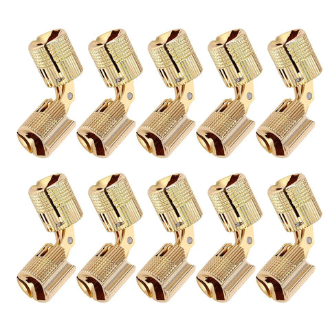 Polished Brass Hidden Cabinet Hinges 12mm Cylindrical Concealed Hinges With 180 Degree Opening, set of 10