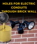 Drilax 2-inch diamond masonry hole saw with 3/8-inch shank shown on brick wall.