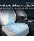 Custom Fit Breathable Ventilated Car Seat Pad For Chevrolet Volt Bolt Euv Blazer Ev shows airflow for cooling comfort.