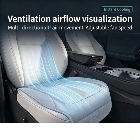 Custom Fit Breathable Ventilated Car Seat Pad For Chevrolet Volt Bolt Euv Blazer Ev shows airflow for cooling comfort.