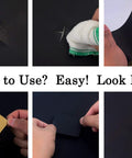 DIY Leather Repair Patch Tape Kit Self Adhesive 3 By 55 Inch Patches application process shown in step-by-step guide.