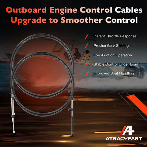 13 Foot Gen I Outboard Engine Control Cables Set Featuring 600A Throttle And Shift Cables For Mercury MerCruiser Force Boats Replace CC17913