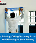 Person using Pro Grade Masking Film For Indoor And Outdoor Use 72 Inch By 90 Foot Roll With Static Cling Keeps Film In Place