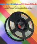 Image of Silk PLA Filament 1.75mm, 1Kg Spool For 3D Printing with slick glossy finish on colorful background.