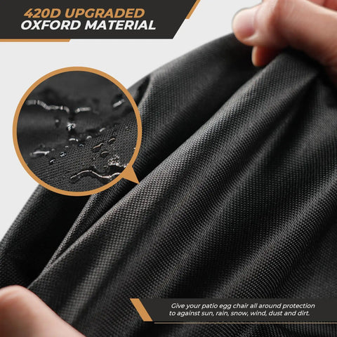 Close-up of 420D fabric for Waterproof Double Egg Chair Cover For Outdoor Furniture, showcasing water resistance and durability.