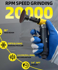 Heavy Duty Pneumatic Die Grinder Kit, 90 Degree Right Angle Build, knuckle buster with 20000 RPM speed grinding feature.