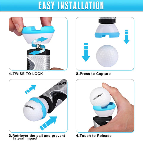 Instructions for using 4-Claw Golf Ball Grabber Retriever 2 Pack Rubber Ball Picker Upper For Hole-End Grips No Bend Needed Quick Pick.