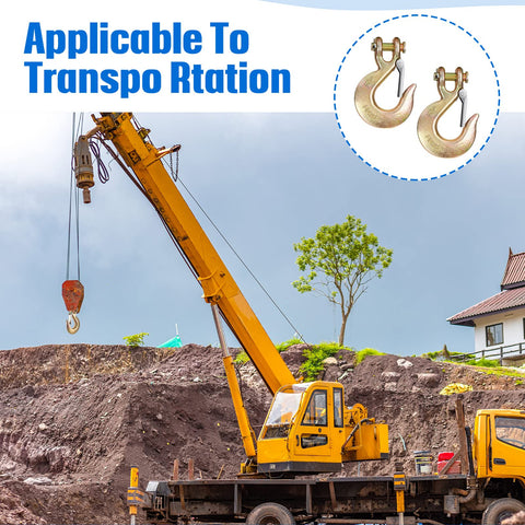 Crane lifting load with two pack five sixteenth inch clevis slip hook with safety latch heavy duty forged G70 steel chain