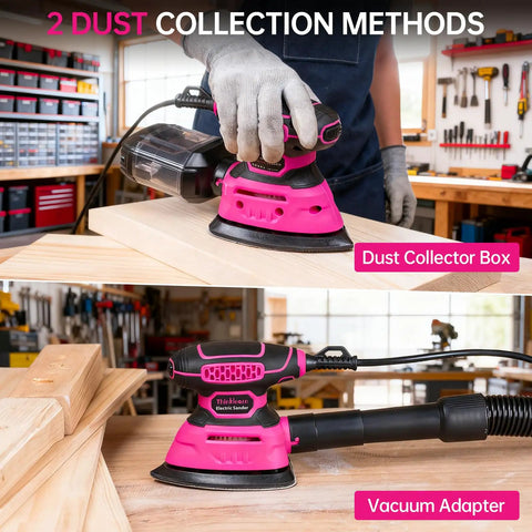 Detail Sander 13000 RPM Compact Electric Sanding Tool With 1 2A 140W Motor 6 Hole Dust Collection Dust Box 15 Pcs Sandpapers