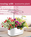 Indoor Hydroponics Garden Kit With 6 Pods, 3 Grow Modes, Quiet Pump, 3L Water Tank, Adjustable Light Hood And Height Up To 13 Inches, Grow Fresh Herbs Lettuce Salad At Home, No Soil Easy Setup, White, showing blooming flowers.