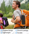 Collapsible 16oz Silicone Water Bottle With Carabiner For Gym Travel Camping Hiking Sports Lightweight BPA Free Leak Proof Foldable Design
