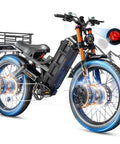2025 Heavy Duty Dual Motor Fat Tire Electric Bike For Adults with dual 4000W motors, wide tires, utility basket, and full suspension.