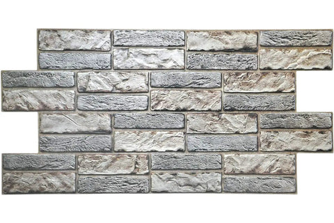 PG 7008 10 Faux Old Brick PVC 3D Wall Panel Set In Light Beige Grey Rustic Look For Interior Accent Walls, showing brick texture.