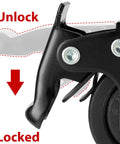 Close-up of Built Tough Heavy Duty Swivel Casters 1.5 Inch with locking brakes showing lock mechanism and nylon wheel.