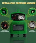 Portable HVAC Coil Cleaner Kit For Home And Pros, 120V 80W AC Washer Delivers Four Liters Per Minute At 0.7 To 1.0 MPa, Complete Set With Mini Pump, High Pressure Gun, Detachable Filter, Five Meter Inlet Hose, Sixteen Point Four Foot Outlet Hose; green unit with pressure gauge
