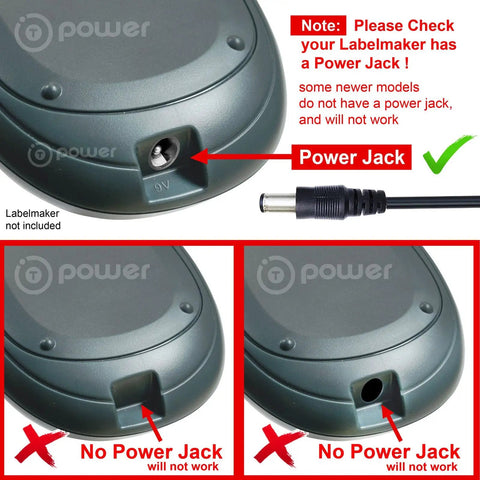 Image showing three labelmaker bases with and without power jacks for Beefed Up 9V DC Power Adapter For Dymo Rhino RhinoPRO LabelManager.