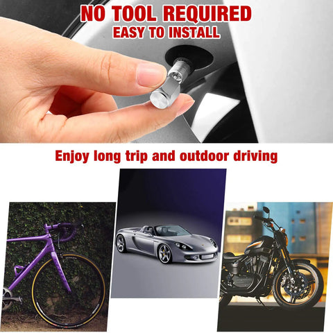 Hand installing Brass Tire Valve Stem Caps Set With Rubber O Ring Silver Hexagon Dust Proof Covers for various vehicles