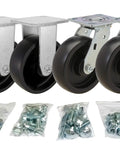 Heavy Duty 6 Inch Toolbox Caster Set With 2700 Lb Capacity, 6x2 Polyolefin Wheels, Includes Swivel And Rigid Casters, All Mounting Hardware