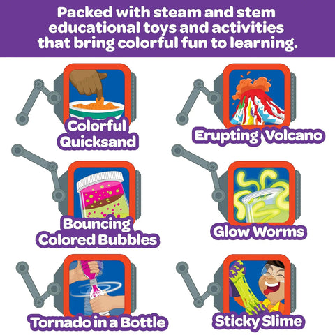 Illustrations of experiments in Color Chemistry Kit With 50 Experiments For Kids STEM Science Toy For Boys And Girls Ages 7 8 9 Hands On Color Mixing And Safety Lessons Ideal Gift For Curious Young Scientists.