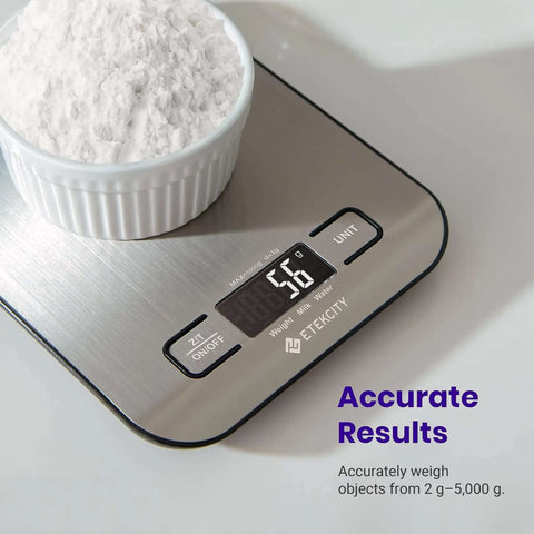 Digital Kitchen Scale With Grams And Ounces For Weight Loss, Baking And Meal Prep, Stainless Steel Compact Design with tare function