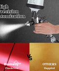 Premium HVLP Air Spray Gun Kit With Three Precision Nozzles And Ten Disposable Cups spraying smooth coating on surface.