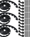 Image of No Dig Landscape Edging Kit With Three 50 Ft Rolls, 120 Spikes, And 12 Connectors, Black, for Lawn and Flower Beds.