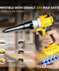 Funnywhale Cordless Electric Rivet Gun Fits Dewalt 20V Max, handheld electric tool with black nozzle for fasteners.