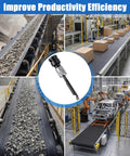 Ultimate Power Hole Punch Tool For Heavy Duty Belt Fastener With 1/2 Inch Drive on conveyor belt in factory setting.