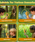 Dope Kids Borescope Camera With Light For Real Time Exploration And 1080P Live Video, A STEM Toy For Ages 3 To 10, The Ultimate Gift For Outdoor Adventures And Nature Discovery. Kids use yellow borescope in tree holes, pond, nest, and grass.