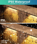 12 Pack 3W 7 Inch LED Hardscape Paver Lighting Kit illuminating steps in rain and snow, 2700K soft white, weatherproof
