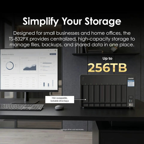 Beefy Eight Bay Nas Server With Snappy Quad Core Processor And Four Gigs Of Memory Expanding To Sixteen Gb wired with dual ten gigabit ethernet ports.