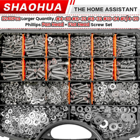 Bulk 2242-Piece Screw Set With Phillips Pan And Flat Head Machine Screws, Nuts, Washers, L-Wrenches And Tweezers For Home DIY, Electronics, Auto Repairs, And Everyday Fixes, in compartment case