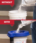 5 Gallon Bucket Dust Collector With High Powered Cyclone Separator And 2 Inch Vacuum Hose Fitting collecting drywall dust during use.