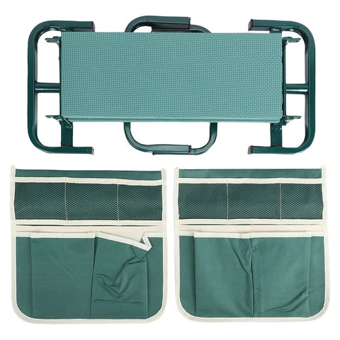 Folded Garden Kneeler Seat Folding Kneeler Bench With Adjustable Height And 2 Tool Pouches For Gardening Camping And Picnics All In One