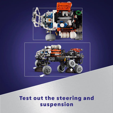Technic Mars Crew Exploration Rover Dope Build Kit showing steering and suspension features in two views